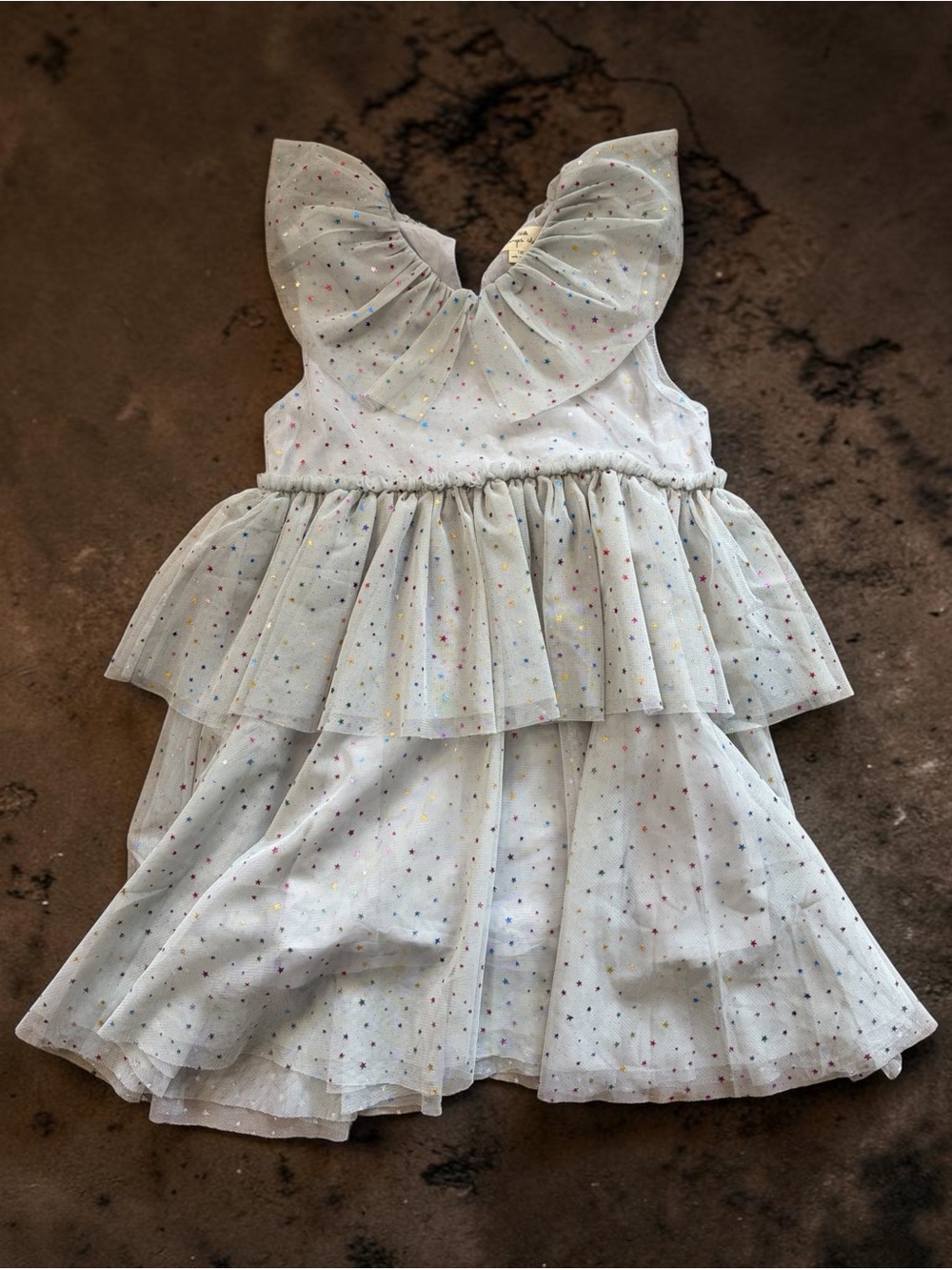 Konges Slojd tulle dress with rainbow colored stars